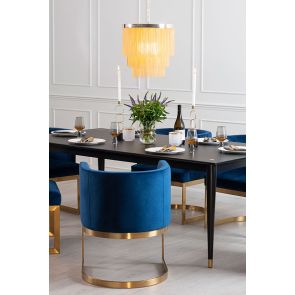 Lasco Dining Chair - Navy - Brushed Brass Base