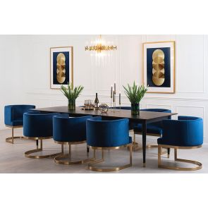 Lasco Chaise de salle à manger, base laiton brossé - Bleu marine