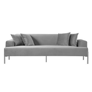 Duke Three Seat Sofa - Dove Grey - Silver finish Legs