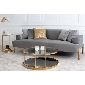 Duke Three Seat Sofa - Dove Grey -Brass finish Legs