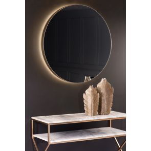 Eclipse Wandspiegel met Verlichting Champagne Goud