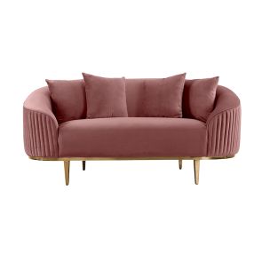 Ella Two Seat Sofa - Blush Pink- Brass Base