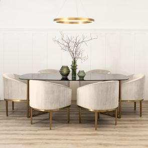 Ella Dining Chair - Chalk - Brass Base