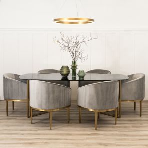 Ella Dining Chair - Dove Grey - Brass Base