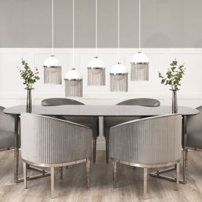 Ella Dining Chair - Dove Grey - Silver Base