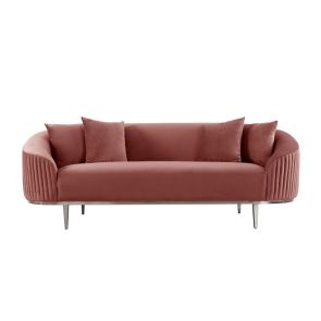 Ella Three Seat Sofa - Blush Pink - Polished chrome base