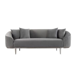 Ella 3-Sitzer Sofa - Chrom Basis - Taubengrau 