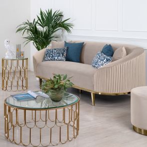 Ella Three Seat Sofa - Chalk - Brass Base