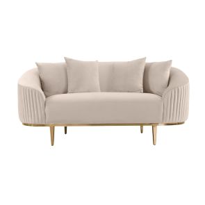 Ella Two Seat Sofa - Chalk - Brass Base