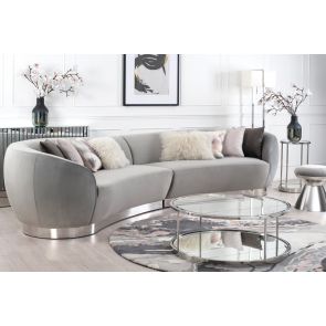 Equinox Six Seat Sofa – Dove Grey – Polished Chrome Base