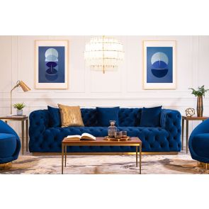 Frankfurt Three Seat Sofa - Navy Blue