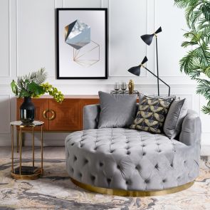 Frankfurt Loveseat - Dove Grey - Bas i Mässing