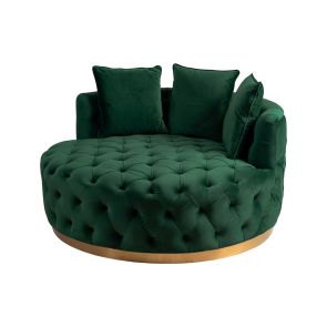 Frankfurt Loveseat - Bottle Green - Brass Base