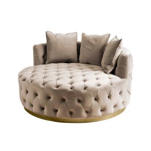 Frankfurt Loveseat - Taupe - Brass Base