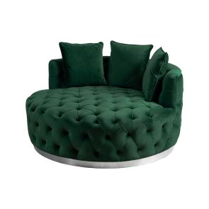 Frankfurt Loveseat - Verde Botella – Base de Plata 