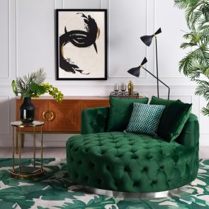 Frankfurt Loveseat - Verde Botella – Base de Plata 