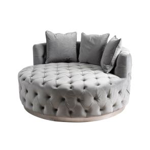 Causeuse Frankfurt - Gris Colombe - Base argent