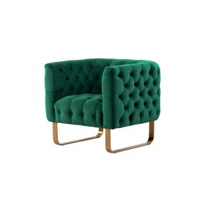 Fauteuil Grosvenor- Vert bouteille- Piètement brossé en laiton 