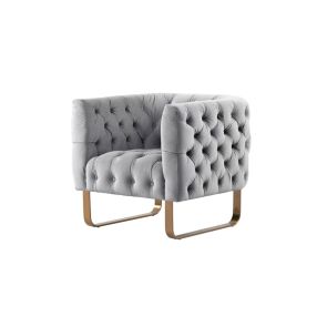 Fauteuil Grosvenor- Gris colombe- Piètement brossé en laiton