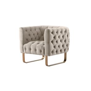 Grosvenor Fauteuil Taupe - Onderstel in Geborsteld Messing