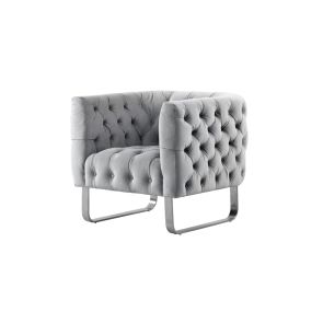 Fauteuil Grosvenor- Gris colombe- Piètement brossé en Chrome 