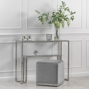 Tabouret Harper - Gris Colombe - Base en Argente