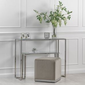 Tabouret Harper - Taupe – Base en Argent