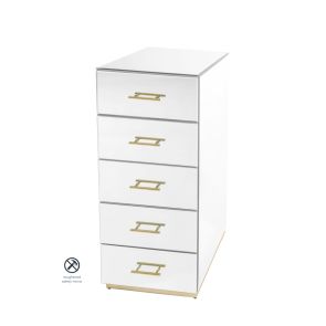 Harper Mirrored Tallboy – Champagne Gold Details