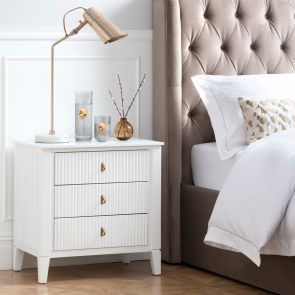 Heidi White Bedside Table Brass/Silver