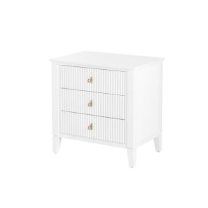 Heidi White Bedside Table Brass/Silver