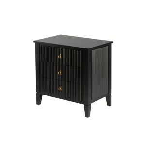 Heidi Black Bedside Table Brass/Silver