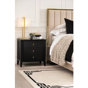 Heidi Black Bedside Table Brass/Silver