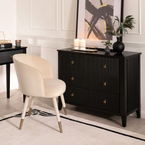 Heidi Black Chest of Drawers Brass/Silver