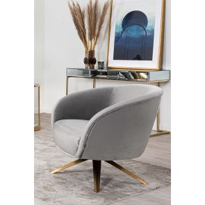 Brodie Swivel Chair - Dove Grey - Brass Base