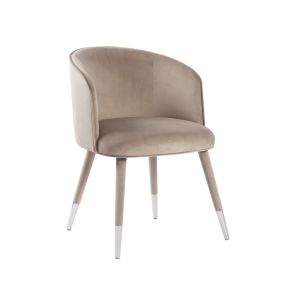 Bellucci Dining Chair - Taupe - Silver Caps