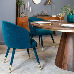 Bellucci Scales Dining Chair - Peacock - Brass Caps