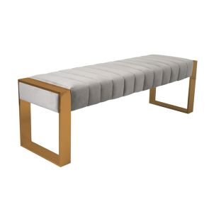 Banc Judd gris colombe, piétement laiton