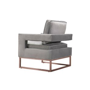 Fauteuil Kenza, gris colombe - base cuivrée