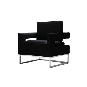 Kenza Fauteuil Zwart - Zilveren frame