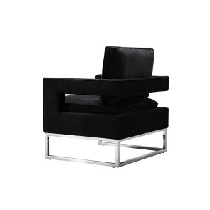 Kenza Sillón negro - Base plateada