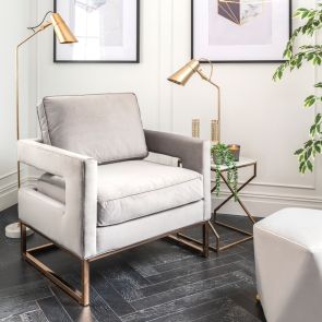 Kenza Armchair Dove Grey - Rose gold base