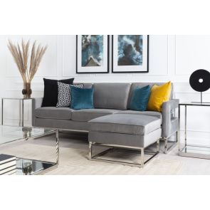 Kenza 3-Sitzer Sofa - Taubengrau - Basis Silber