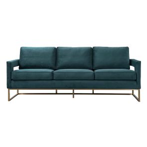 Kenza 3-Sitzer Sofa - Pfauenblau - Basis Messing