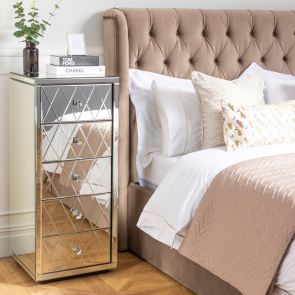 KNIGHTSBRIDGE  Mirrored Tallboy Chest with 5 Drawers and Plinth