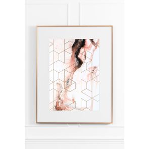 Coral Cosmos No.2 Wall Art - Brass Frame