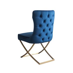 Chaise Wexler Blue Marine, piétement laiton