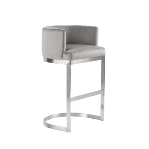 Lasco Bar Stool – Dove Grey - Brushed Stainless Steel Base