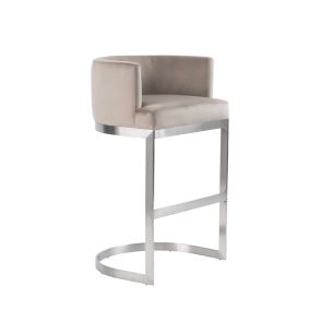 Tabouret lasco bar – Taupe - Base en acier inoxydable brossé