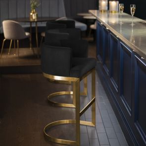 Lasco Bar Stool – Black - Brushed Brass base