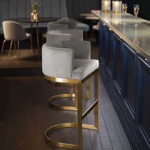 Lasco Bar Stool – Dove Grey - Brushed Brass base